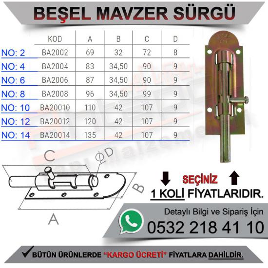 Beşel BA20014 Mavzer Sürgü No:14 (240 Adet)