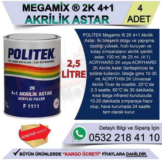 Politek Megamix 2K 4+1 Akrilik Astar 2,5 Lt (4 Adet)