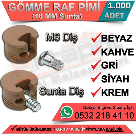 Gömme Raf Pimi Sunta Diş 18 Mm Kahve (1000 Adet)