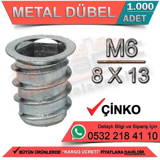 Metal Dübel M6 / 8x13 Çinko (1000 Adet)