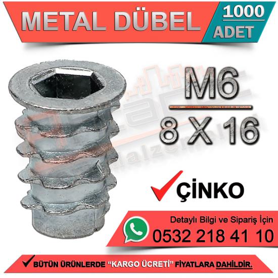 Metal Dübel M6 / 8x16 Çinko (1000 Adet)