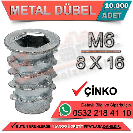 Metal Dübel M6 / 8x16 Çinko (10000 Adet)