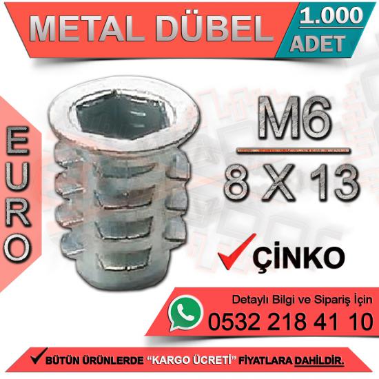 Metal Dübel Euro M6 / 8x13 Çinko (1000 Adet)