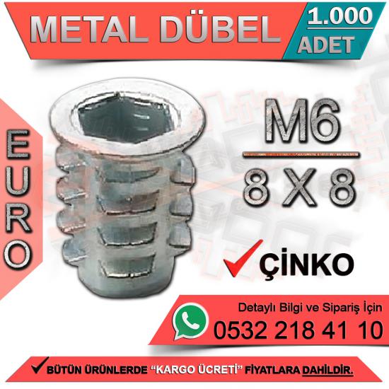 Metal Dübel Euro M6 / 8x8 Çinko (1000 Adet)