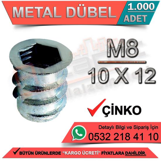 Metal Dübel M8 / 10x12 Çinko (1000 Adet)