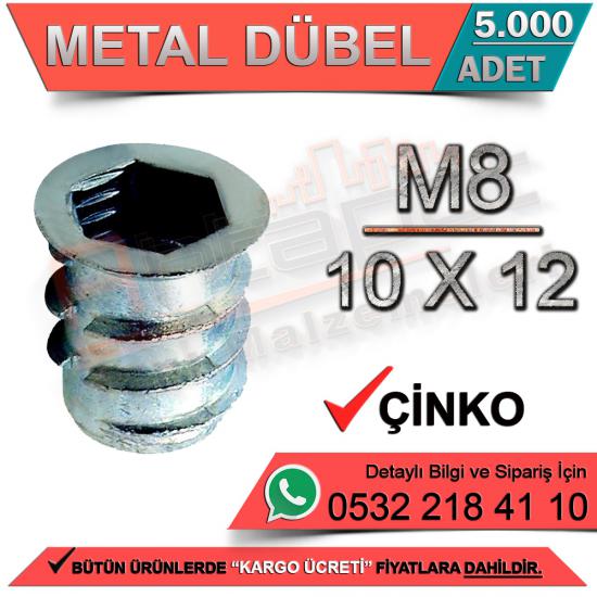 Metal Dübel M8 / 10x12 Çinko (5000 Adet)