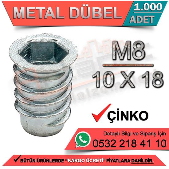 Metal Dübel M8 / 10x18 Çinko (1000 Adet)
