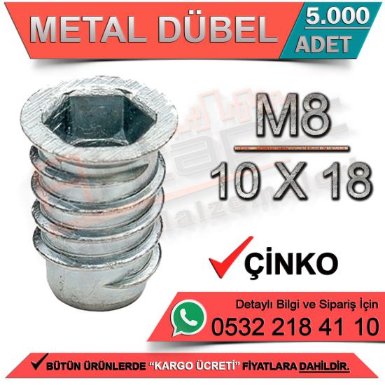 Metal Dübel M8 / 10x18 Çinko (5000 Adet)