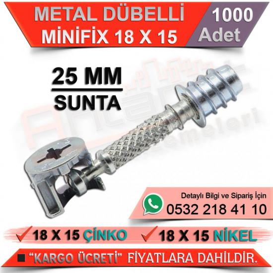 Metal Dübelli Minifix 25 Mm 18x15 Çinko (1000 Adet)
