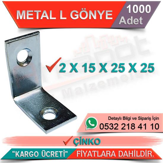 Metal L Gönye 2x15x25x25 Çinko (1000 Adet)