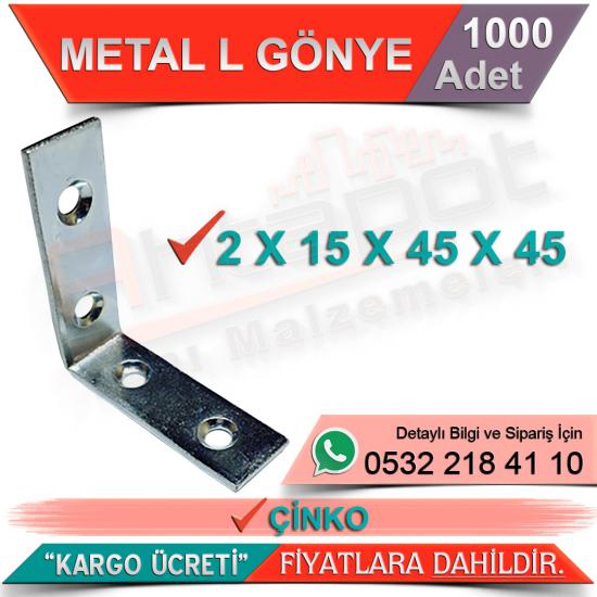 Metal L Gönye 2x15x45x45 Çinko (1000 Adet)