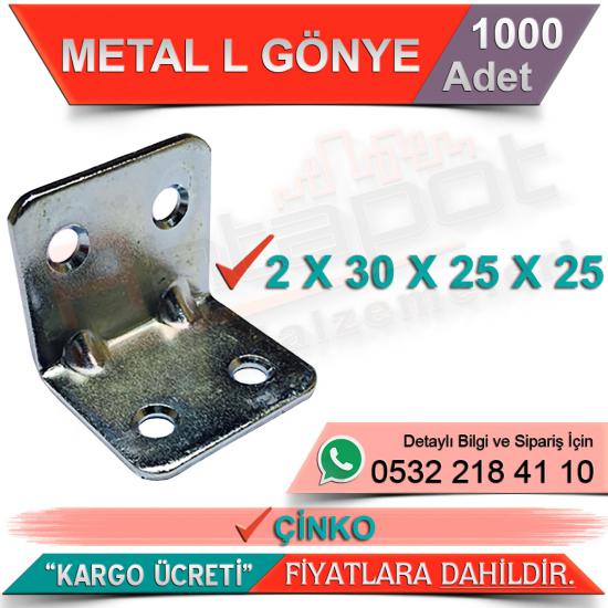 Metal L Gönye 2x30x25x25 Çinko (1000 Adet)