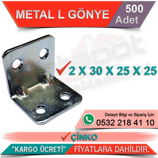 Metal L Gönye 2x30x25x25 Çinko (500 Adet)