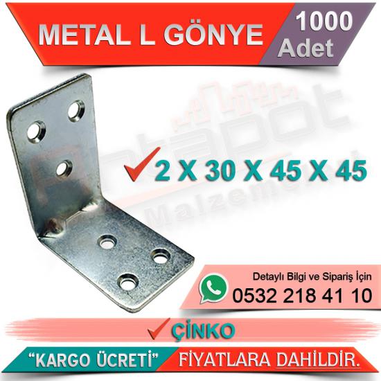 Metal L Gönye 2x30x45x45 Çinko (1000 Adet)