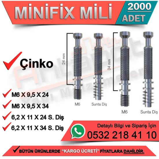 Minifix Mili M6x9,5x34 Çinko (2000 Adet)