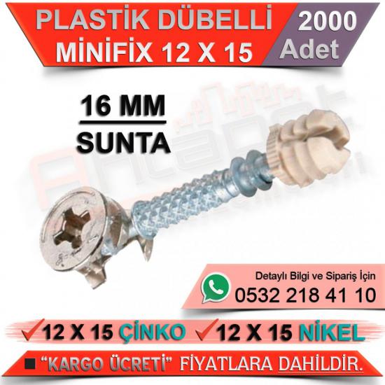 Plastik Dübelli Minifix 16 Mm 12x15 Nikel (2000 Adet)