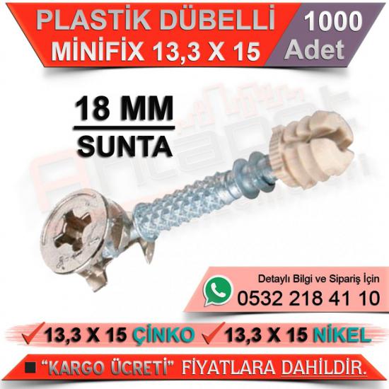 Plastik Dübelli Minifix 18 Mm 13,5x15 Çinko (1000 Adet)