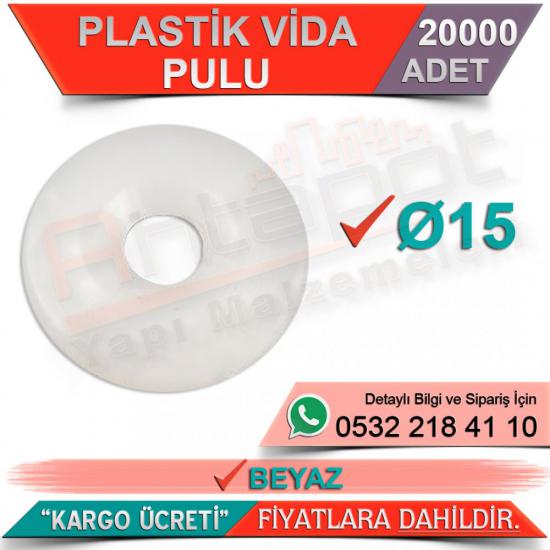 Plastik Pul Ø15 Vida Pulu Beyaz (20000 Adet)