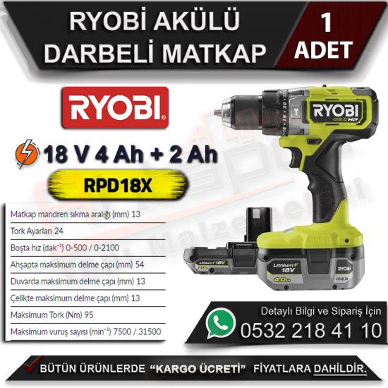 Ryobi RPD18X 18 V 2.0 Ah - 4.0 Ah Akülü Kömürsüz Darbeli Matkap