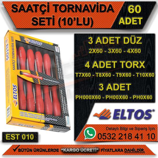 Eltos Est010 Saatçi Tornavida Seti 10 Parça (60 Adet)