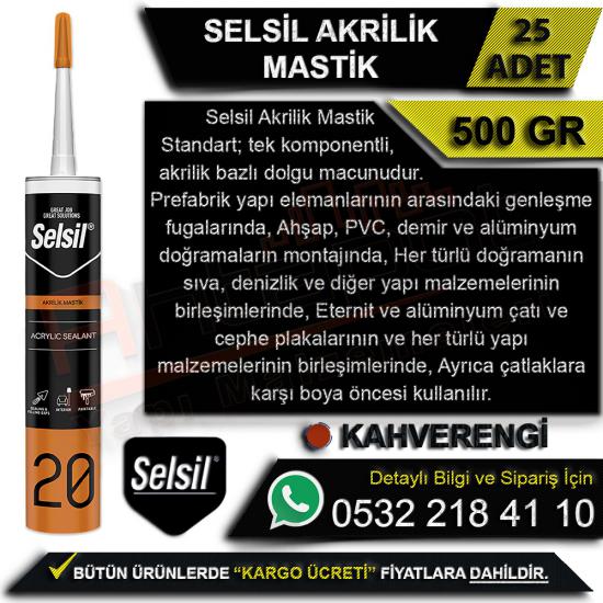 Selsil Akrilik Mastik 500 Gr Kahverengi (25 Adet), Selsil, Akrilik, Mastik, 500 Gr, Kahverengi, Selsil Akrilik Mastik, Kahverengi Mastik, Selsil Akrilik Mastik, Selsil Kahverengi, Toptan Mastik, Selsi