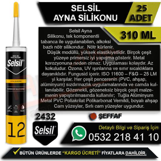 Selsil Ayna Silikonu 310 Ml Şeffaf (25 Adet), Selsil, Ayna, Silikonu, 310 Ml, Şeffaf, Selsil Ayna Silikonu, Ayna Silikonu, Selsil Ayna, Toptan Silikon, Selsil Silikon, Ayna Silikonu