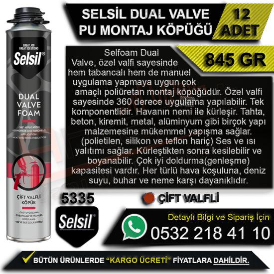 Selsil Dual Valve (Çift Valfli) PU Montaj Köpüğü 845 Gr (12 Adet), Selsil, Dual Valve, (Çift Valfli), PU, Montaj, Köpüğü, 845 Gr,Selsil Dual Valve, (Çift Valfli) PU Montaj Köpüğü, Selsil Köpük, Toptan