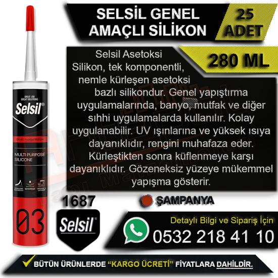 Selsil Genel Amaçlı Silikon 280 Ml Şampanya (25 Adet), Selsil, Genel, Amaçlı, Silikon, 280 Ml, Şampanya, Selsil Genel Amaçlı Silikon, Şampanya Silikon, Selsil Silikon, Toptan Silikon