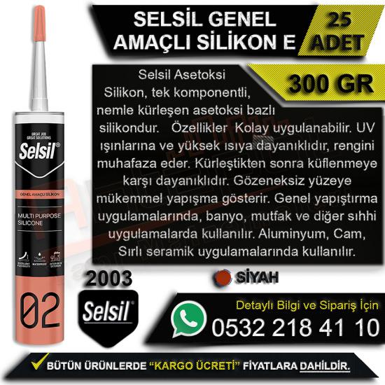 Selsil Genel Amaçlı Silikon 300 Gr Siyah (25 Adet), Selsil, Genel, Amaçlı, Silikon, 300 Gr, Siyah, Selsil Genel Amaçlı Silikon, Siyah Silikon, Selsil Silikon, Toptan Silikon, Genel Amaçlı Silikon, Sel