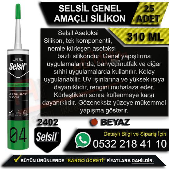 Selsil Genel Amaçlı Silikon 310 Ml Beyaz (25 Adet), Selsil, Genel, Amaçlı, Silikon, 310 Ml, Beyaz, Selsil Genel Amaçlı Silikon, Beyaz Silikon, Selsil Silikon, Toptan Silikon, Genel Amaçlı Silikon