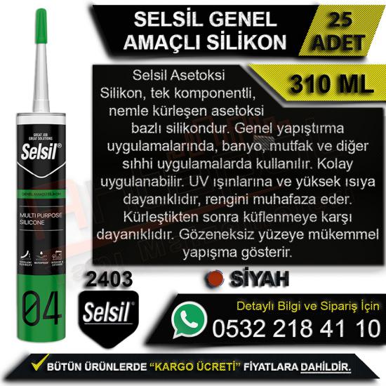 Selsil Genel Amaçlı Silikon 310 Ml Siyah (25 Adet), Selsil, Genel, Amaçlı, Silikon, 310 Ml, Siyah, Selsil Genel Amaçlı Silikon, Siyah Silikon, Selsil Silikon, Toptan Silikon, Genel Amaçlı Silikon