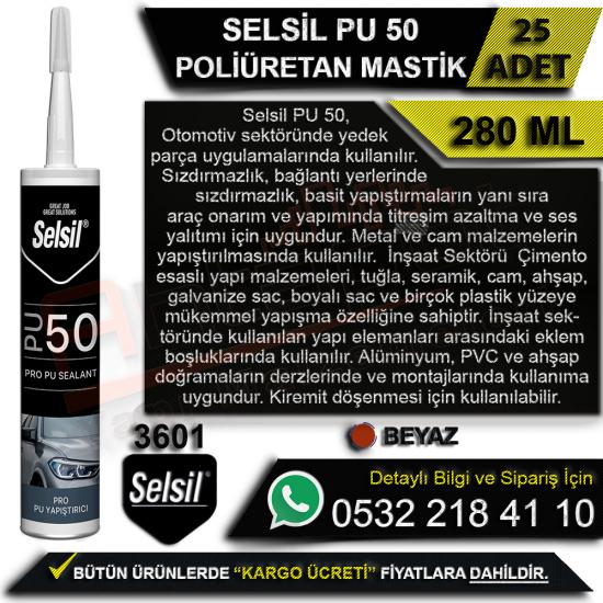 Selsil PU 50 Poliüretan Mastik 280 Ml Beyaz