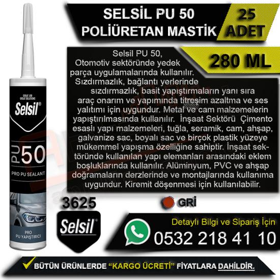 Selsil PU 50 Poliüretan Mastik 280 Ml Gri