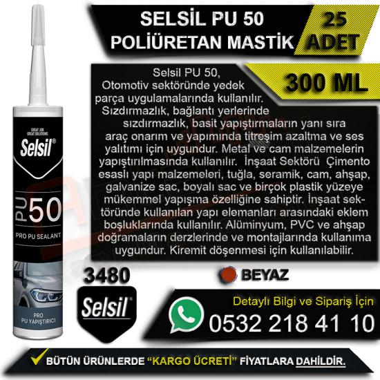 Selsil PU 50 Poliüretan Mastik 300 Ml Beyaz