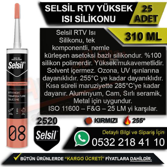 Selsil Rtv Yüksek Isı Silikonu 310 Ml Kırmızı (25 Adet), Selsil, Rtv, Yüksek, Isı, Silikonu, 310 Ml, Kırmızı, Sıvı Conta, Selsil Rtv Yüksek Isı Silikonu, Yüksek Isı Silikonu, Selsil Rtv, Toptan Siliko