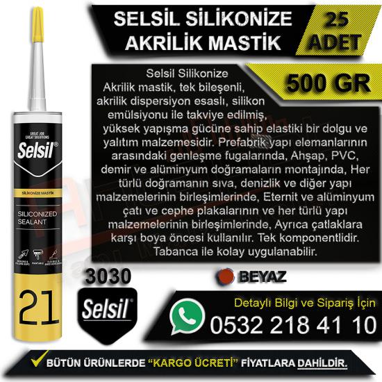 Selsil Silikonize Akrilik Mastik 500 Gr Beyaz (25 Adet), Selsil, Silikonize, Akrilik, Mastik, 500 Gr, Beyaz, Silikonize Akrilik Mastik, Selsil Silikonize Akrilik Mastik, Selsil Mastik, Toptan Mastik, 