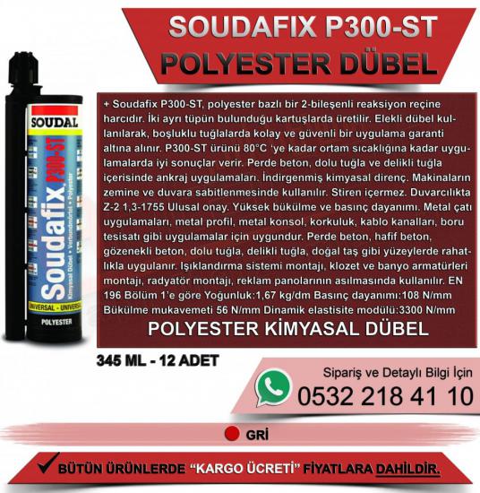 Soudal Soudafix P300-St Polyester Kimyasal Dübel Gri 345 Ml