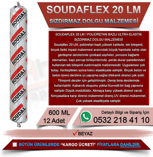 Soudal Soudaflex 20 Lm Poliüretan Bazlı Ultra Elastik Sızdırmaz Dolgu Malzemesi Beyaz 600 Ml