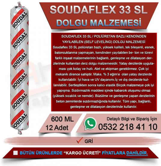 Soudal Soudaflex 33 Sl Poliüretan Bazlı Kendinden Yayılabilen (Self Leveling) Dolgu Malzemesi 600 Ml