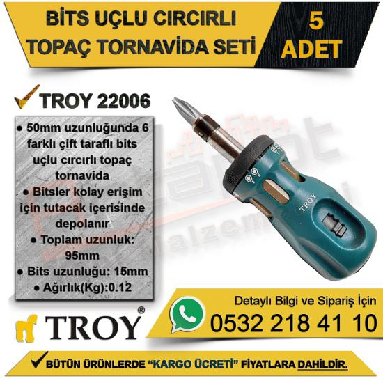 Troy 22006 Bits Uçlu Cırcırlı Topaç Tornavida Seti (5 Adet)