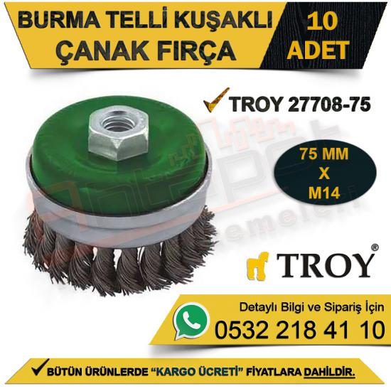 Troy 27708-75 Burma Telli Kuşaklı Çanak Fırça 75  Mm (10 Adet )
