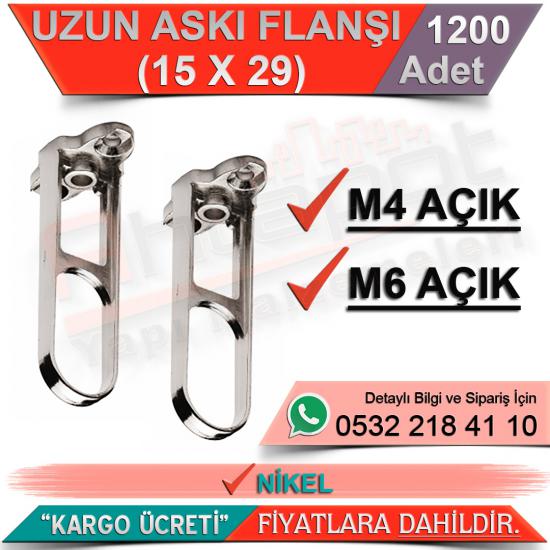 Uzun Askı Flanşı M6 Açık (15x30) Nikel (1200 Adet)