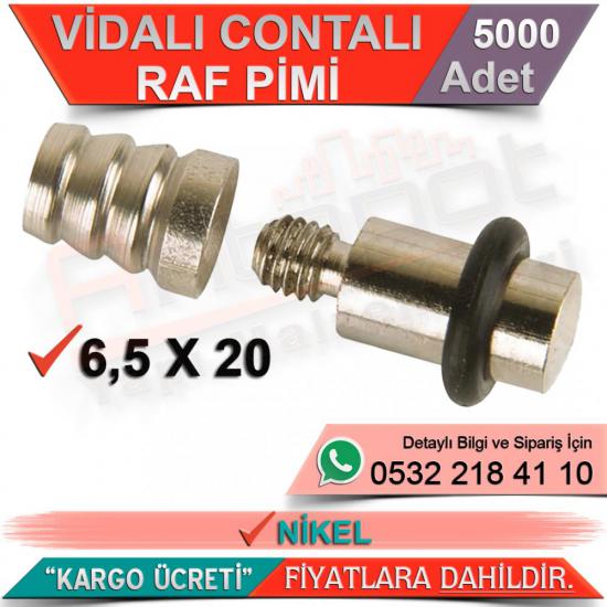 Vidalı Contalı Raf Pimi 6,5x20 Nikel (5000 Adet)