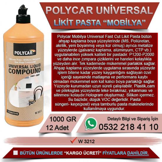 Politek Polycar Universal Likit Pasta / Furniture-Mobilya Grubu 1000 Gr (12 Adet)