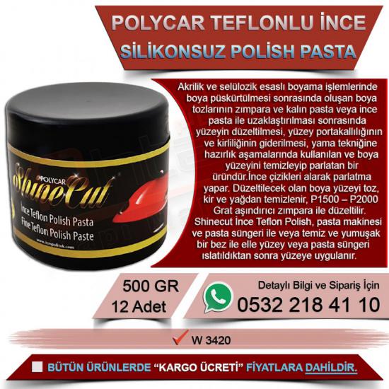 Politek Polycar Teflonlu İnce Polish Pasta - Silikonsuz 500 Gr (12 Adet)