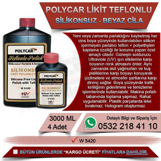 Politek Polycar Likit Teflonlu Polish / Silikonsuz / Beyaz 3000 Ml (4 Adet)