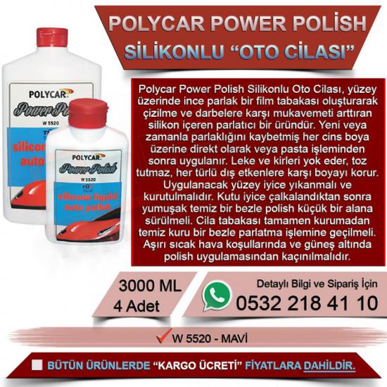 Politek Polycar Power Polish Silikonlu Oto Cilası - Mavi 3000 Ml (4 Adet)