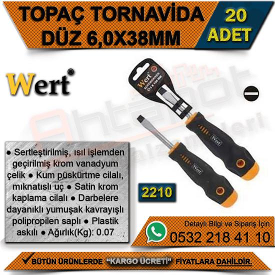 Wert 2210 Topaç Tornavida - Düz (6,0x 38 Mm) (20 Adet)