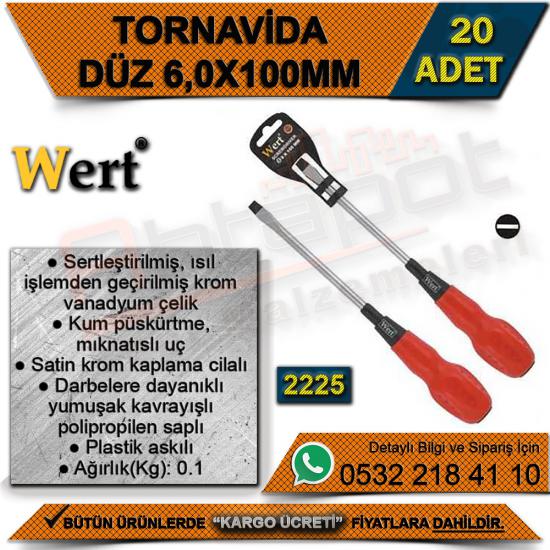 Wert 2225 Tornavida - Düz (6,0x100 Mm) (20 Adet)