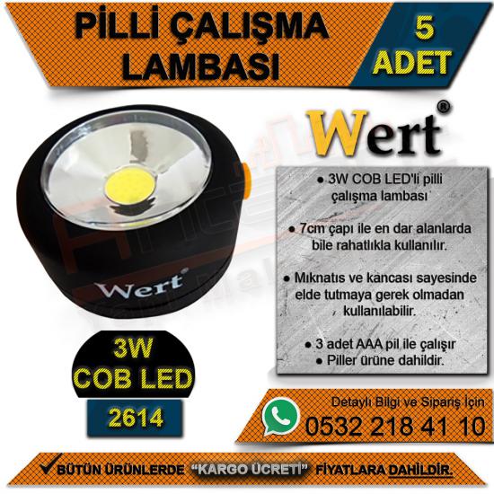 Wert 2614 Pilli Çalışma Lambası, 3W COB LED (5 Adet)
